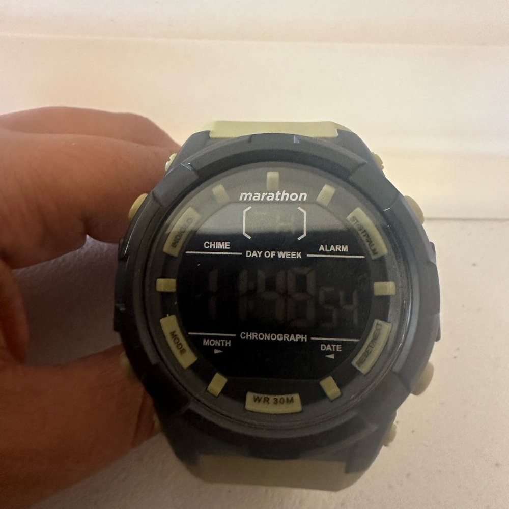 Marathon TW5M21100 Men Watch Light 24h Alarm Chro Date Black Plastic 30m Quartz